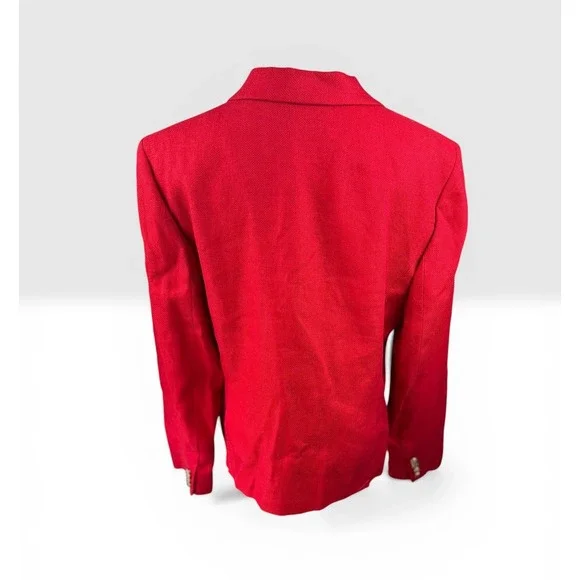 Lauren Ralph Lauren Blazer SZ16 Red Linen Nautical Gold Button Bullion Crest - Picture 4 of 15